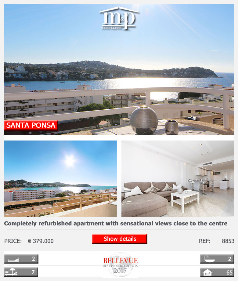 Santa Ponsa: Completely refurbished apartment with sensational views close to the centre