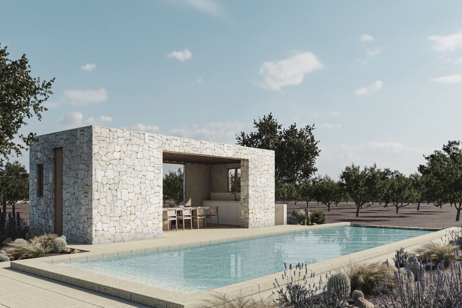 Pool mit Poolhaus