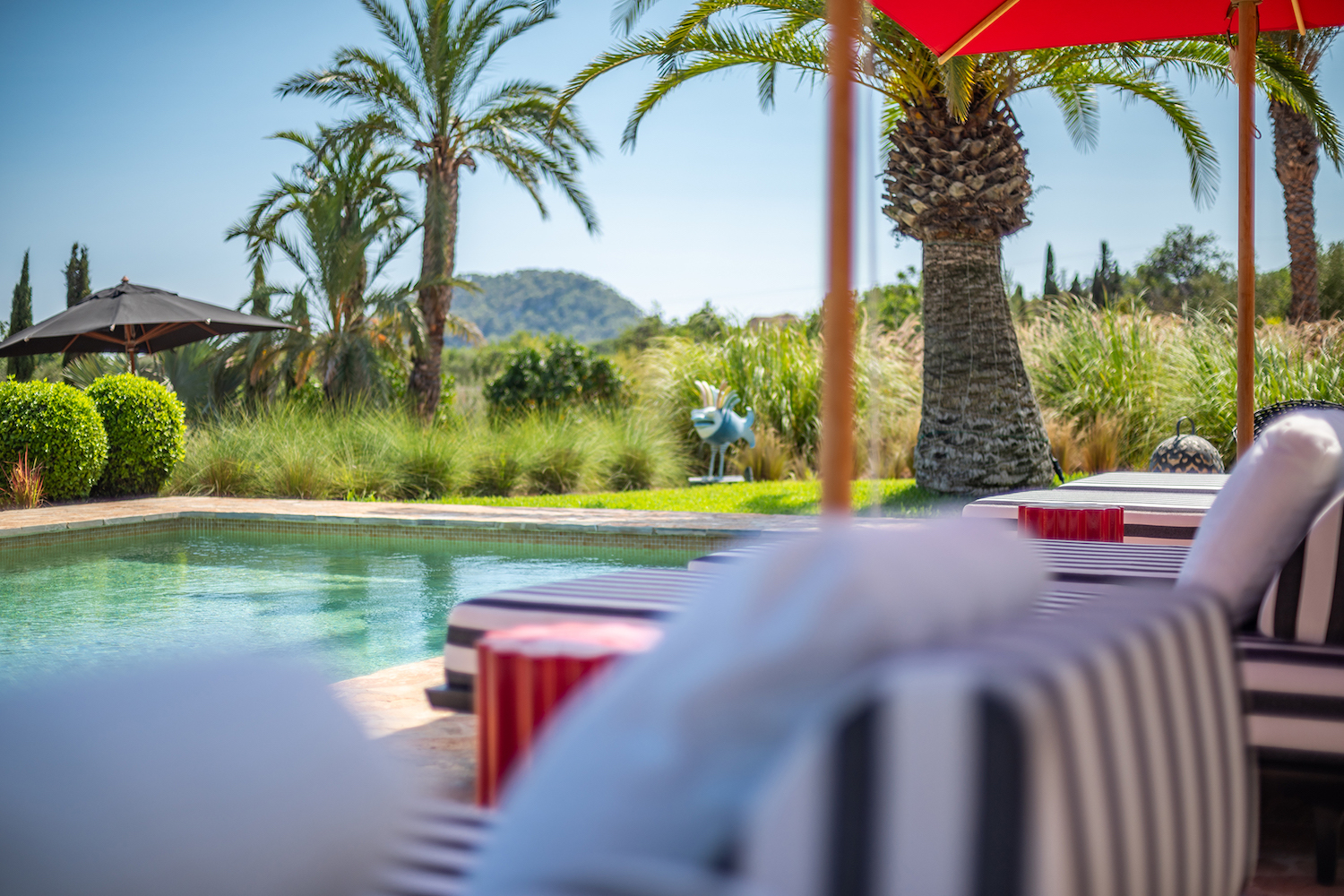 Sonnenliegen am Pool