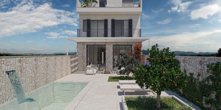 Fantastisches Neubaustadthaus mit Pool und Dachterrasse zum Erstbezug in Santanyi
