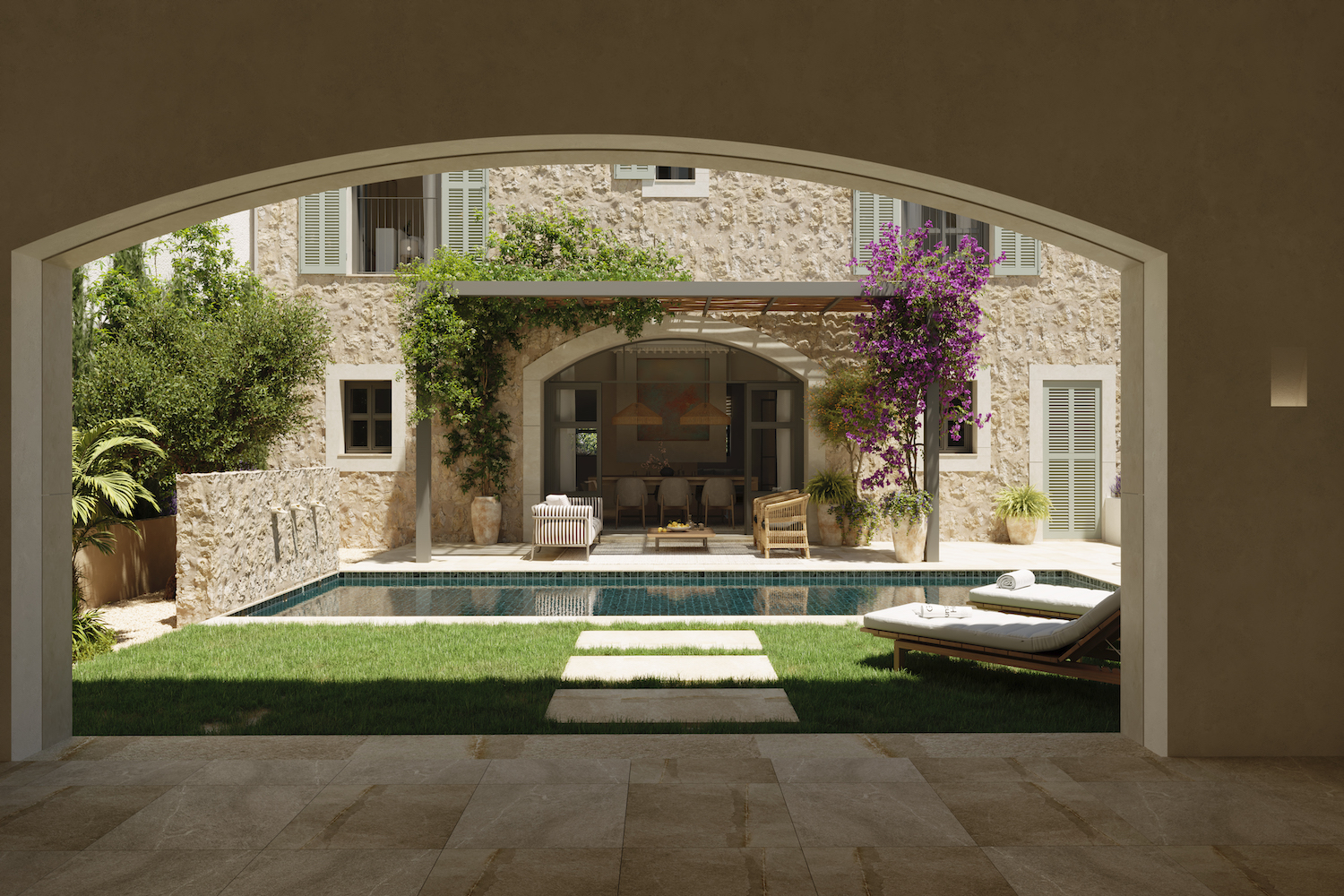 Überdachte Terrasse mit Außenküche