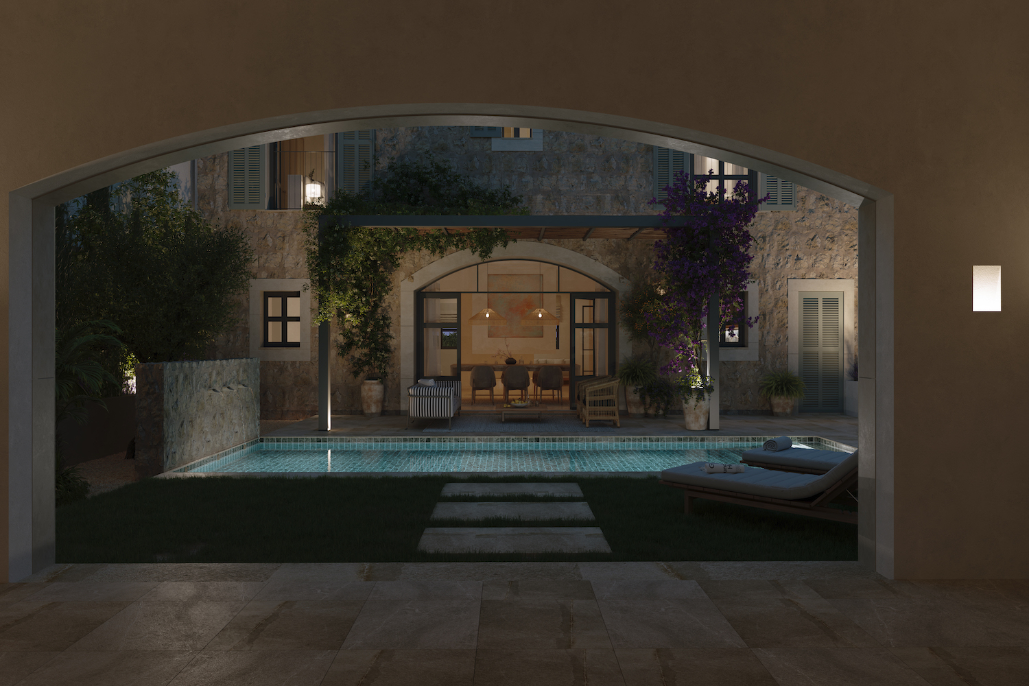 Außenbereich bei Abendstimmung