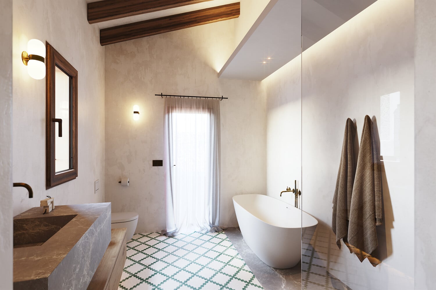 Eines von 4 Badezimmern